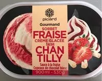 Quantité de sucre dans Sorbet fraise, crème glacée façon chantilly