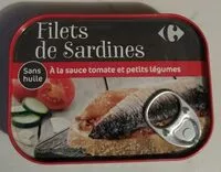 Jumlah gula yang masuk Filets de sardines, sauce tomate et petits légumes