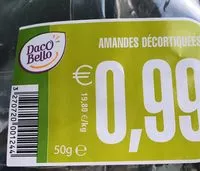 Zuckermenge drin Amandes decortiquées