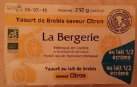 Sucre et nutriments contenus dans La bergerie