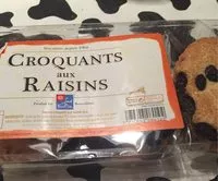 入っている砂糖の量 Croquants aux raisins