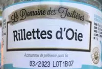 Sucre et nutriments contenus dans Le domaine des tuillieres