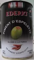 चीनी की मात्रा Olives à la farce de piment d'Espelette
