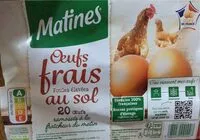 Jumlah gula yang masuk Oeufs frais au sol poules élevées