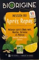 Sokerin määrä sisällä Infusion bio apres repas