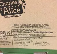 Sucre et nutriments contenus dans Charles alice restauration