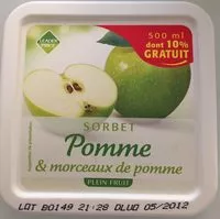 Suhkru kogus sees Sorbet Plein Fruit Pomme