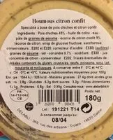 İçindeki şeker miktarı Houmous citron confit
