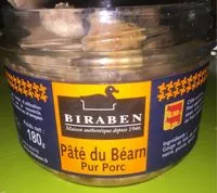 Количество сахара в Pâté du Béarn BIRABEN, Pur Porc