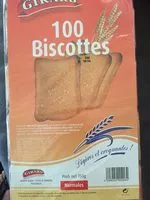 Quantité de sucre dans 100 Biscottes