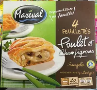 Quantité de sucre dans 4 Feuilletés Poulet et Champignons surgelés