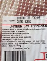 Sucre et nutriments contenus dans Charcuterie fontana