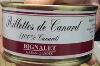 入っている砂糖の量 Rillettes de canard