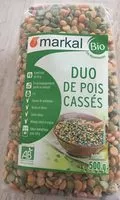 Amount of sugar in Duo De Pois Cassés Bio, Jaunes Et Verts - 500G - Markal
