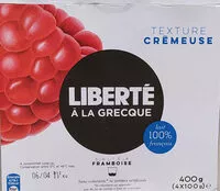 Quantité de sucre dans Liberté à la Grecque sur lit à la framboise 4 x 100 g