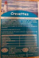 Sucre et nutriments contenus dans Crevettes