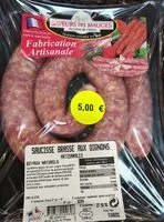 Quantité de sucre dans Saucisse artisanale brasse aux oignons