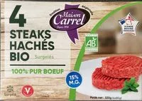 入っている砂糖の量 4 steaks haches bio