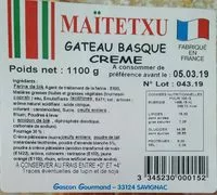 Sucre et nutriments contenus dans Maitetxu