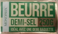 İçindeki şeker miktarı Beurre demi-sel (80 % MG)