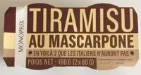Sokerin määrä sisällä Tiramisu au mascarpone