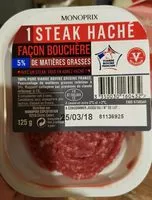 İçindeki şeker miktarı Steak Haché Frais Pur Boeuf 125 gr