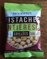 Quantité de sucre dans Pistaches entières grillées salées