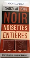 入っている砂糖の量 Chocolat noir aux noisettes entières