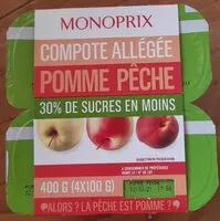 Количество сахара в Compote allégée pomme pêche