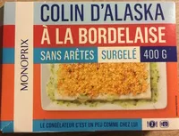 Suhkru kogus sees Colin d'Alaska à la Bordelaise sans arêtes, Surgelé