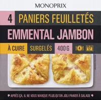 入っている砂糖の量 Paniers feuilletés emmental jambon