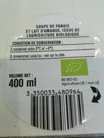 İçindeki şeker miktarı Soupe de panais et lait d'amande bio