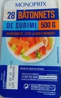 Jumlah gula yang masuk Bãtonnets de surimi