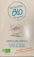 चीनी की मात्रा Lentilles vertes
