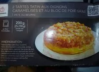 Amount of sugar in 2 tartes tatin aux oignons caramélisés et au bloc de foie gras