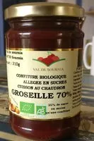 Cantidad de azúcar en Groseille 70% - Confiture biologique allegée en sucres