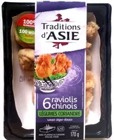Suhkru kogus sees 6 raviolis chinois Légumes Coriandre sauce aigre-douce