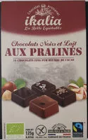 入っている砂糖の量 Chocolats noirs et lait aux pralinés