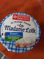 Sucre et nutriments contenus dans Madame loik