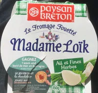 Количество сахара в Paysan Breton - Le Fromage Fouetté Madame Loïk - Ail et fines herbes de nos régions françaises