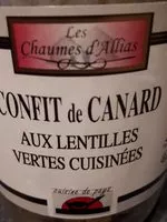 Quantité de sucre dans B.confit Canard / Lentilles 750G Chaumes Allias