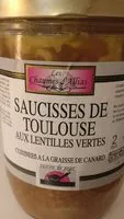 Quantité de sucre dans Saucisses de Toulouse aux lentilles vertes