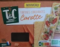 Sucre et nutriments contenus dans Terre et cereales bio tartines craquantes carottes