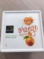 入っている砂糖の量 Sorbet plein fruit orange sanguine