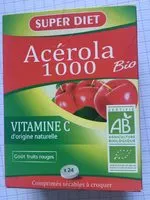 Suhkru kogus sees Acérola 1000 Bio - 24 Comprimés - Super Diet