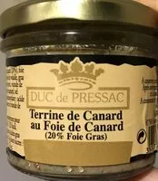 Suhkru kogus sees Terrine de Canard au Foie de Canard