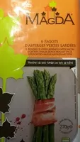 Suhkru kogus sees 6 fagots d'asperges vertes lardées
