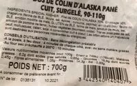 Cantidad de azúcar en Dos de colin d’Alaska pané