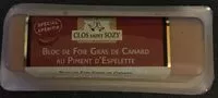 İçindeki şeker miktarı Bloc Foie Gras Canard P. Espelette 110 G, 1 Pièce