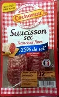 İçindeki şeker miktarı Saucisson sec tranches fines -25% de sel